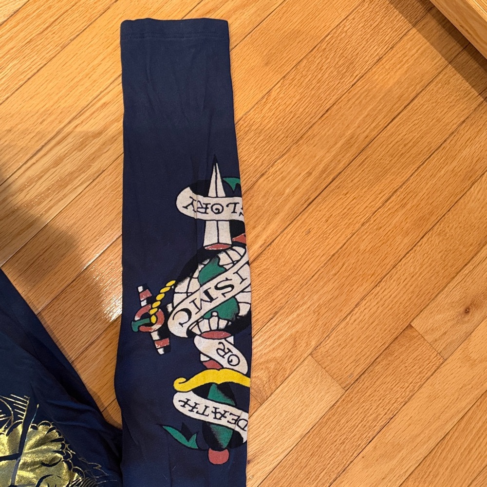 Ed Hardy by Christian Audigier Gildan Blue Tee with Gold Graphic - Picture 4 of 6